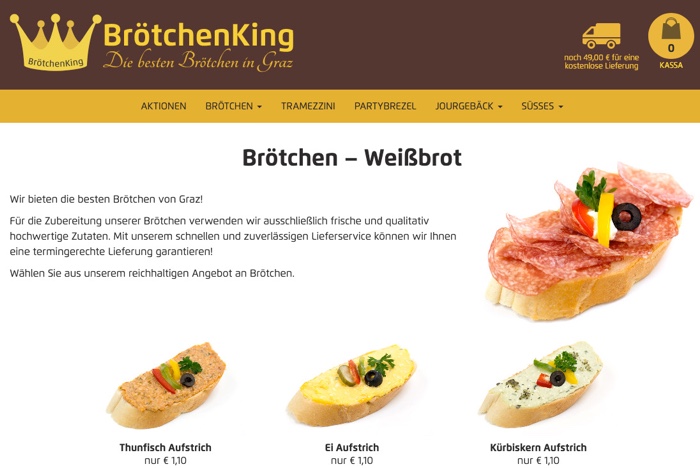 Online-Shop Weißbrot Brötchen
