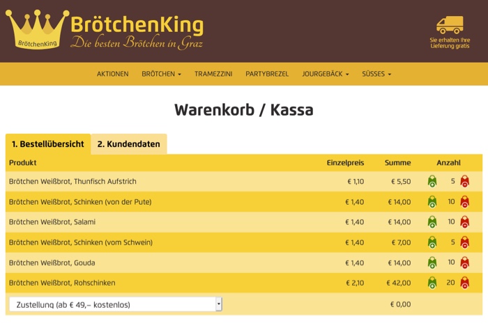 Online-Shop Warenkorb