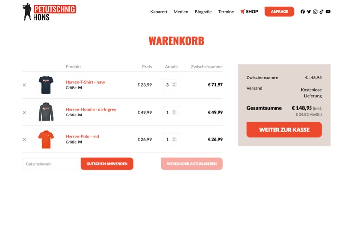Online-Shop Warenkorb