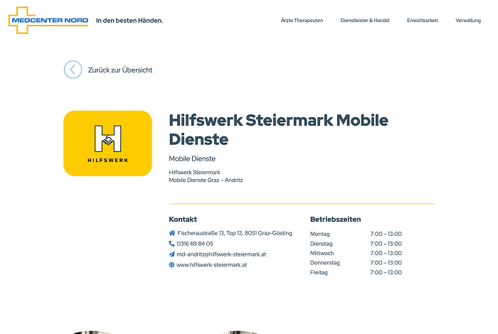 Detailseite Dienstleister