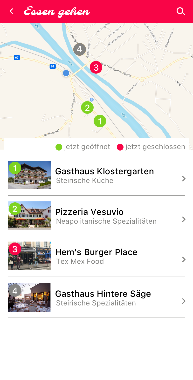 Übersicht Gastronomie